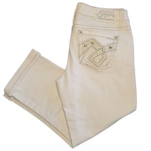 Hydraulic Bailey Women's White Denim Low Rise Cropped Jeans